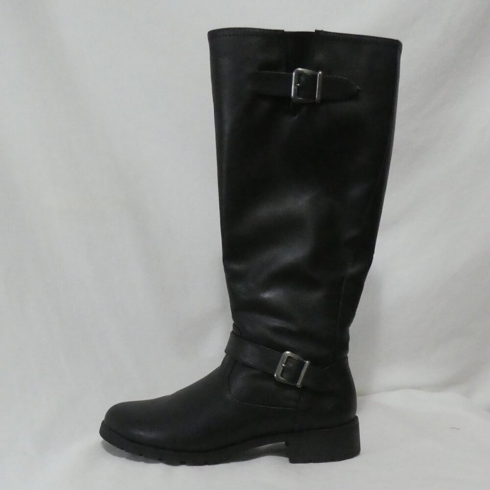 TAXI | size 10 | Classic Black Knee-High Boots | Zipper and Buckle | Lined - Picture 4 of 12